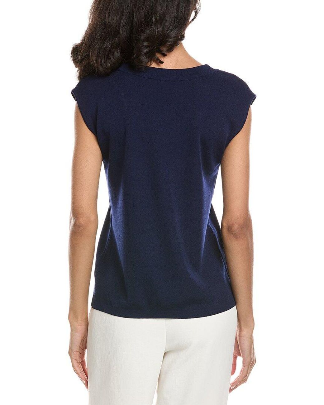 Anne Klein Blue Ribbed Tank Top