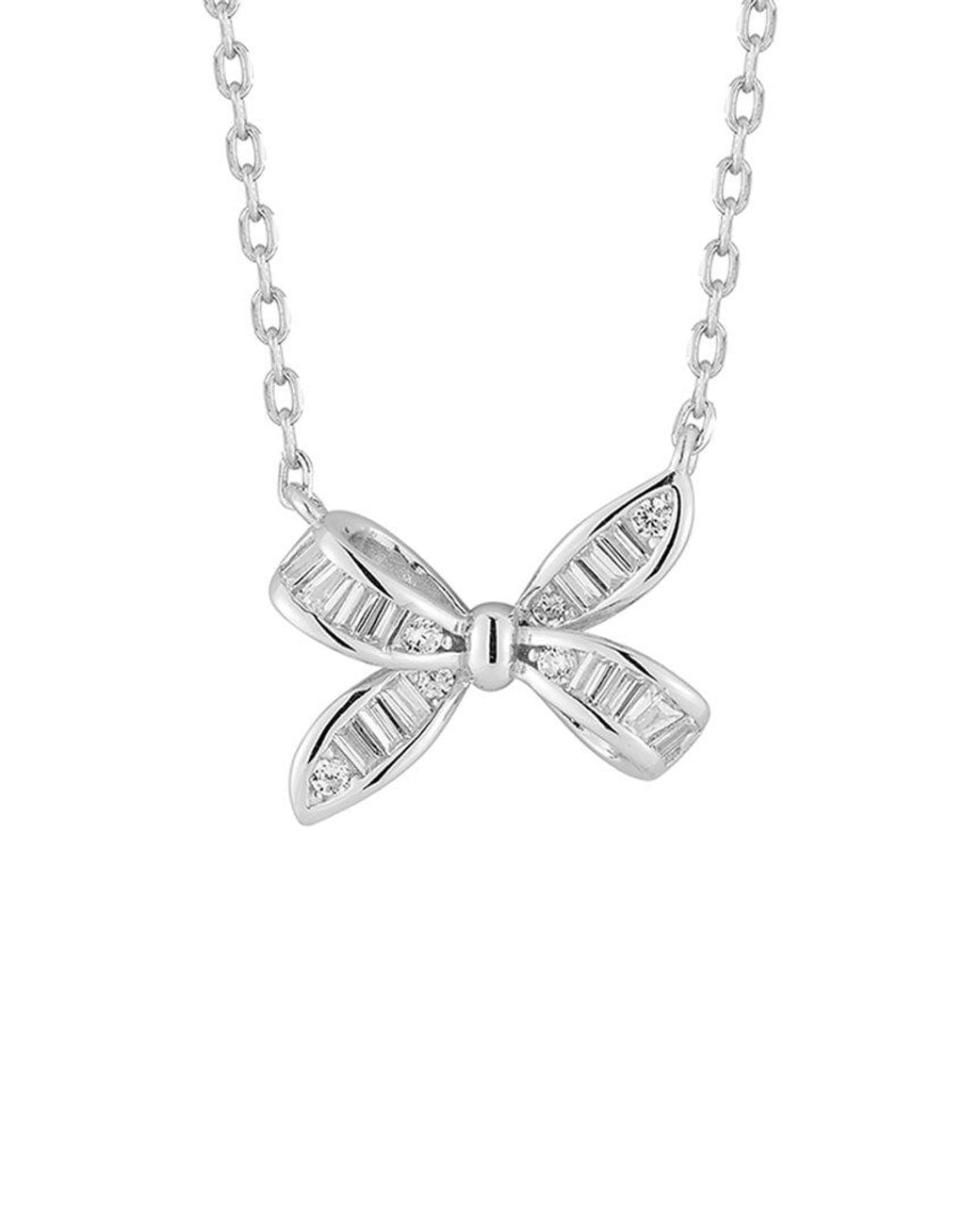 Glaze Jewelry Metallic Cz Baguette Bow Necklace