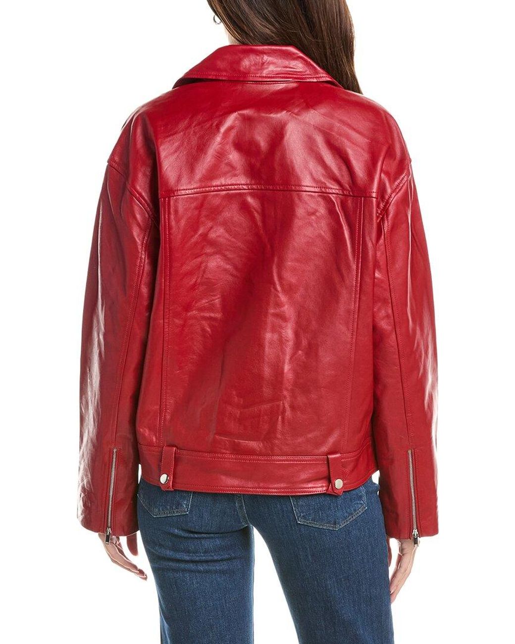 NVLT Red Leather Biker Jacket