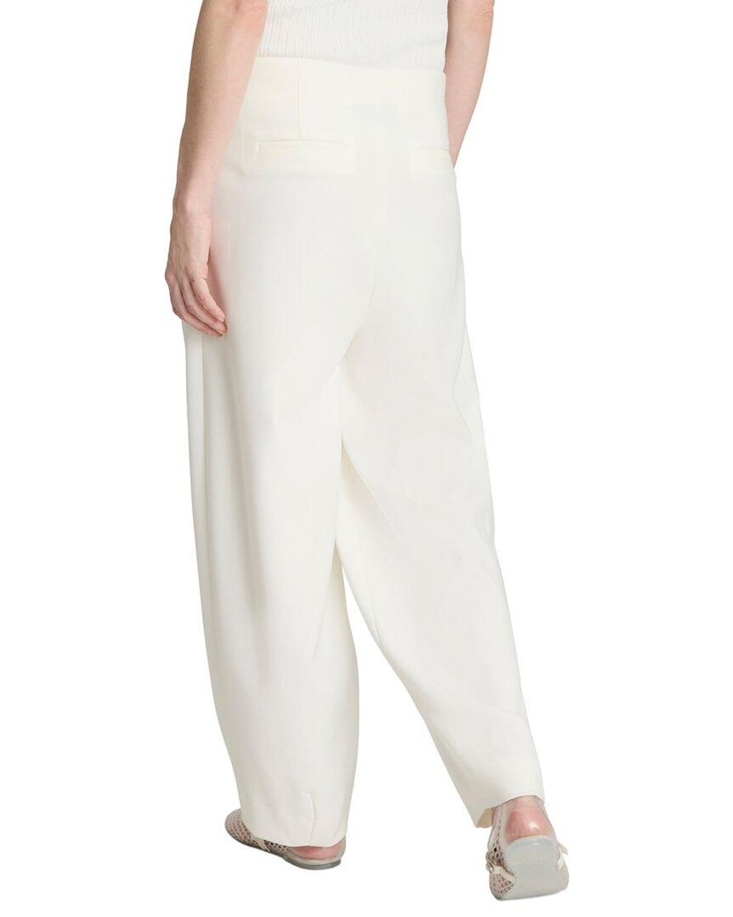 Kenneth Cole White Fly Front Hollywood Waist Pleated Tape Pant