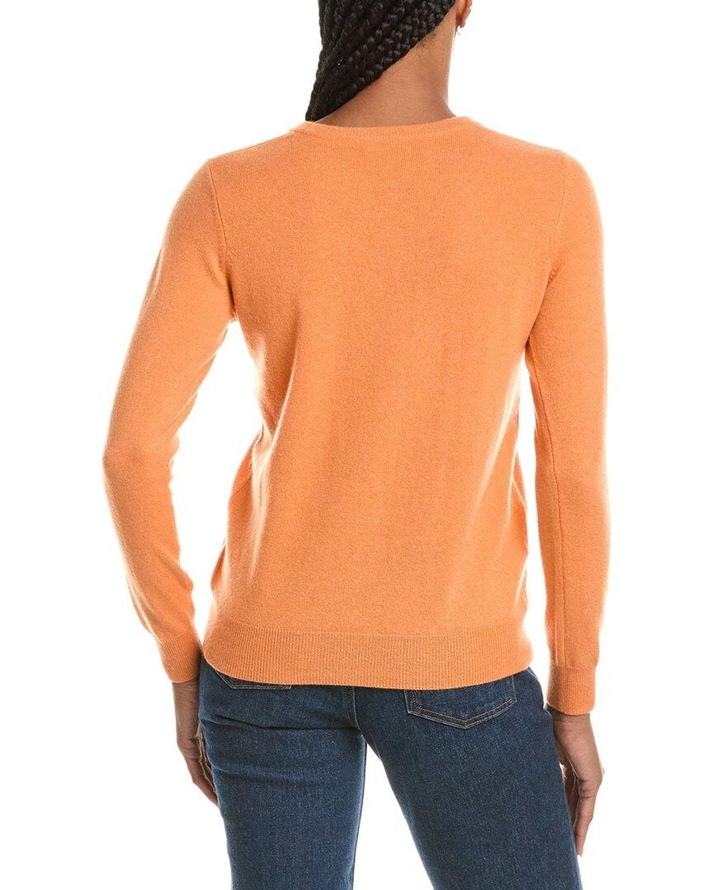 N.Peal Cashmere Orange Evie Classic Round Neck 100% Cashmere Sweater