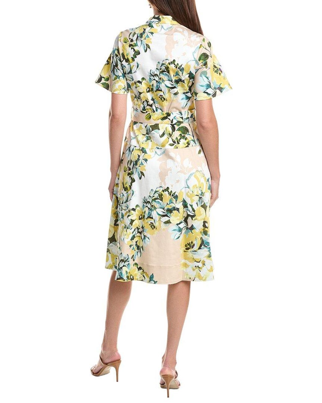 Teri Jon Yellow Belted Shirtdress