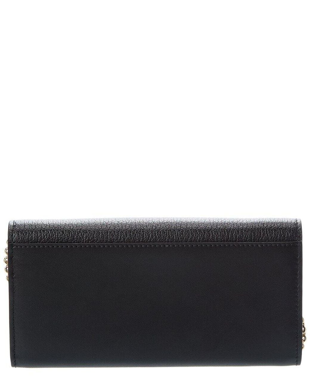 Fendi Black Ff Leather Continental Wallet On Chain