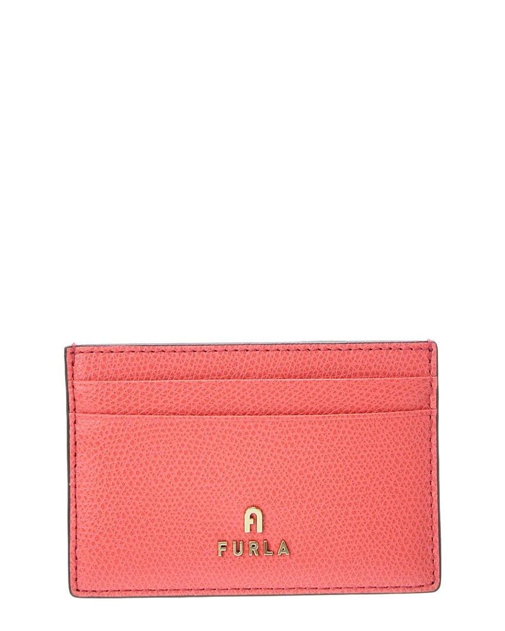 Furla Red Camelia Leather Card Case
