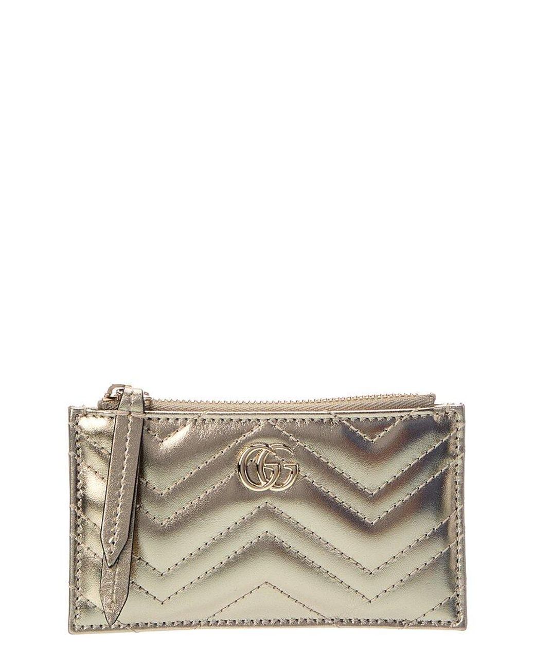 Gucci Gray Gg Marmont Leather Key Pouch