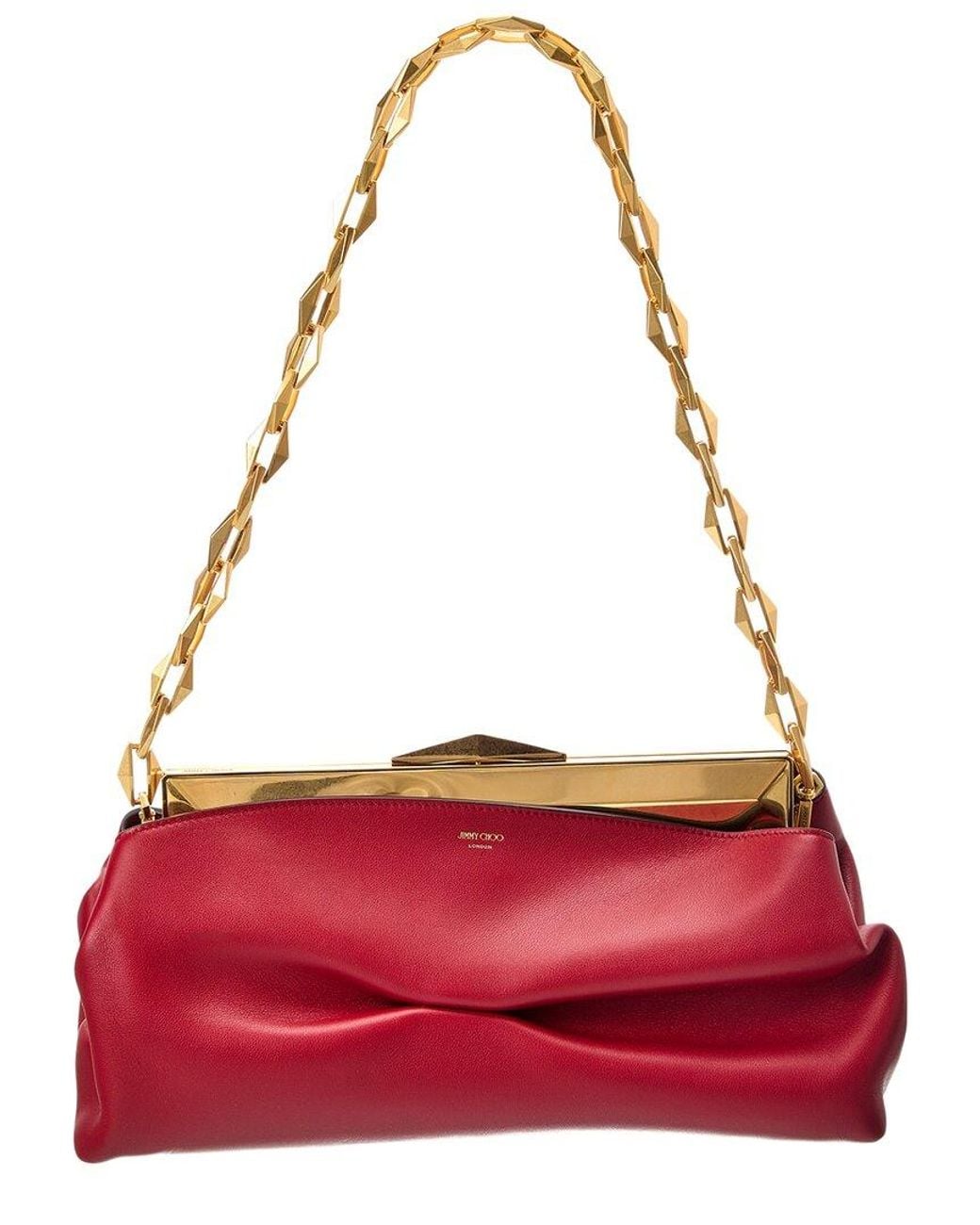 Jimmy Choo Red Diamond Leather Clutch