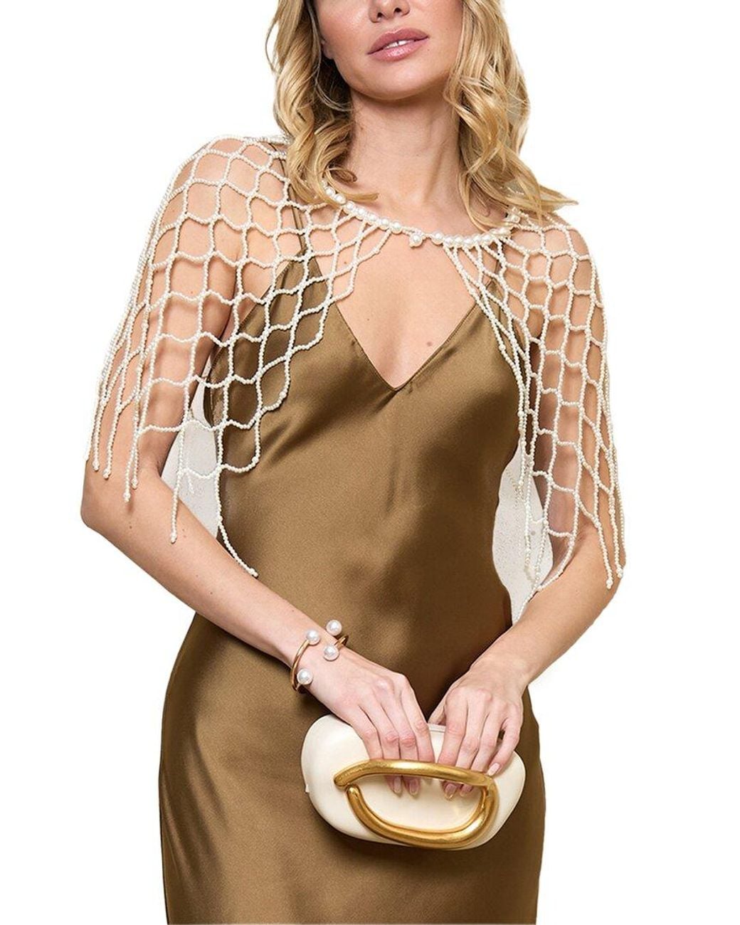 Saachi Brown Pearl Beaded Cape