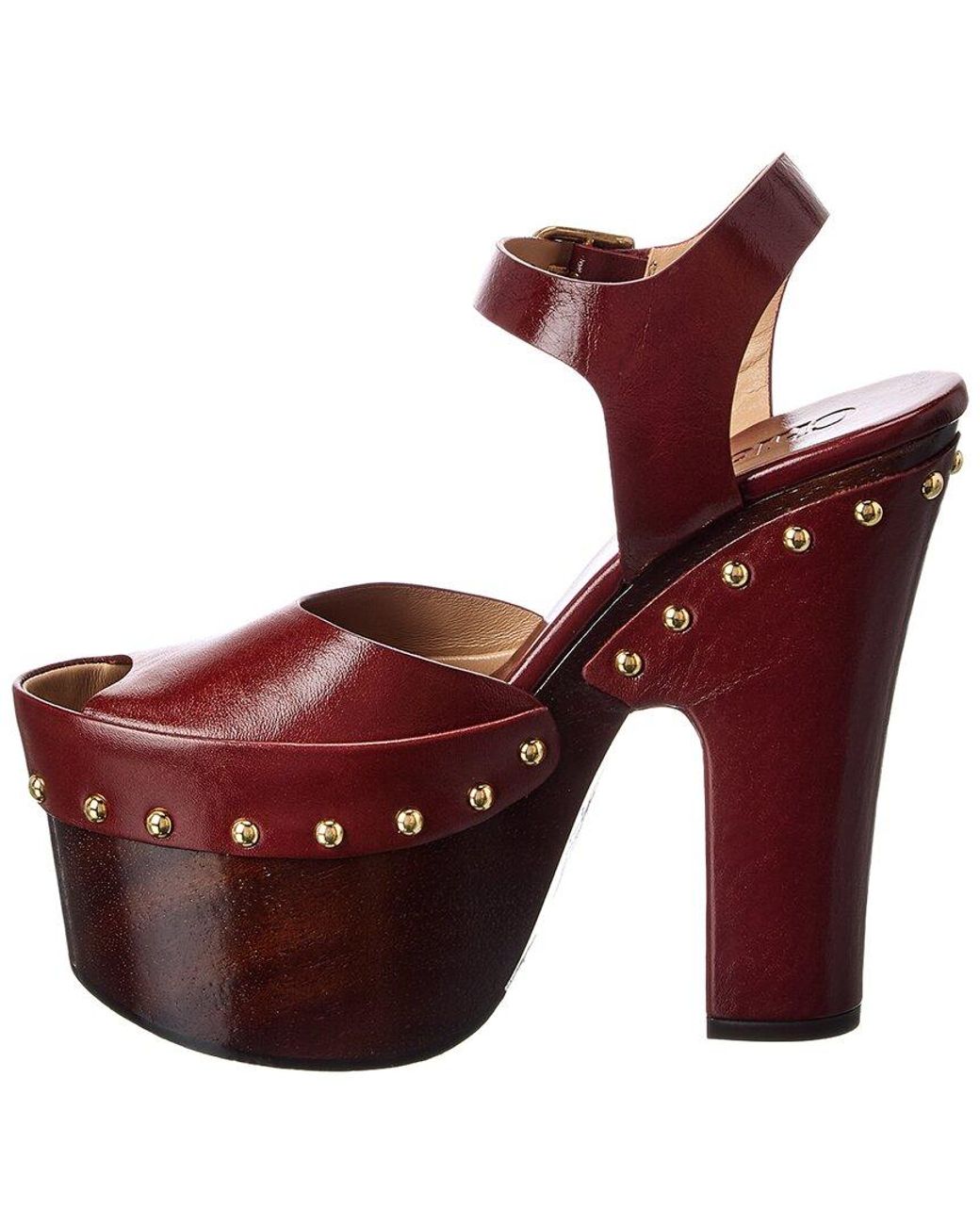 Chloé Red Meret Leather Platform Sandal