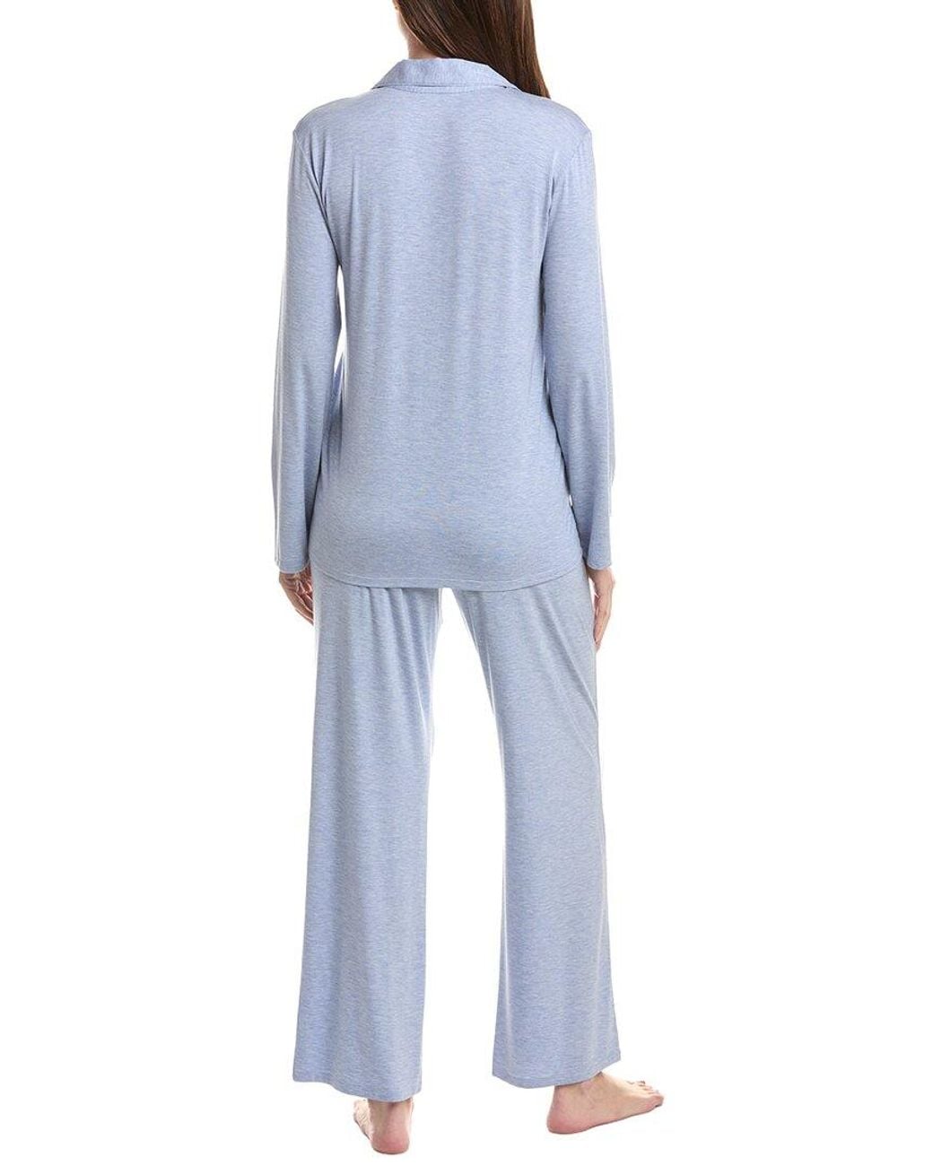 Natori Blue 2Pc Notch Pajama Set