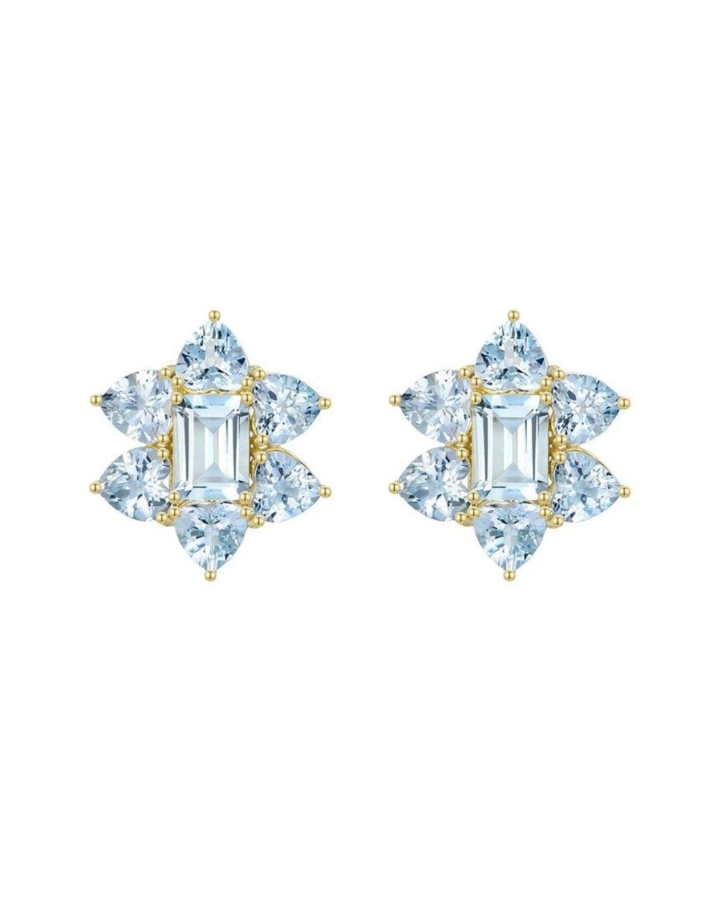 Nina Zhou Jewelry Blue 14K 7.20 Ct. Tw. Aquamarine Cluster Earrings