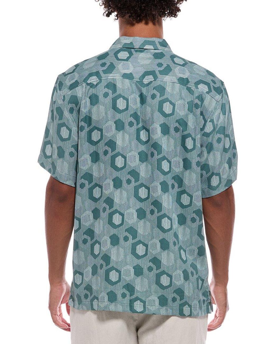 Tommy Bahama Blue Mod Geo Silk Camp Shirt for men