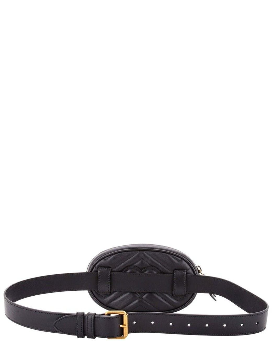Gucci Blue Matelasse Leather Gg Marmont Belt Bag (Authentic Pre-Loved)