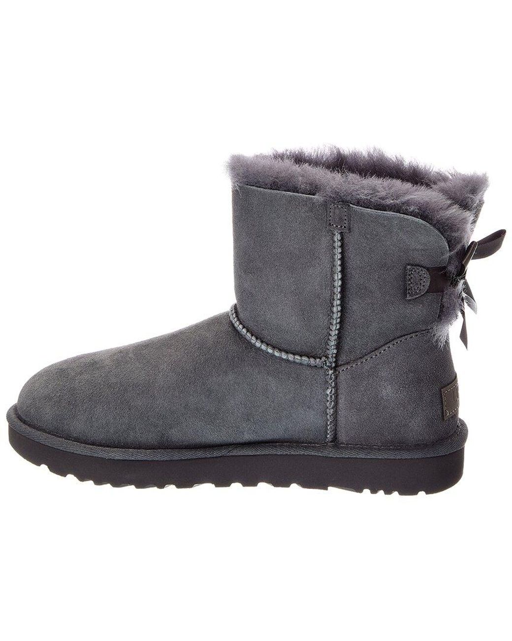Ugg Gray W Mini Bailey Bow Ii Suede Bootie