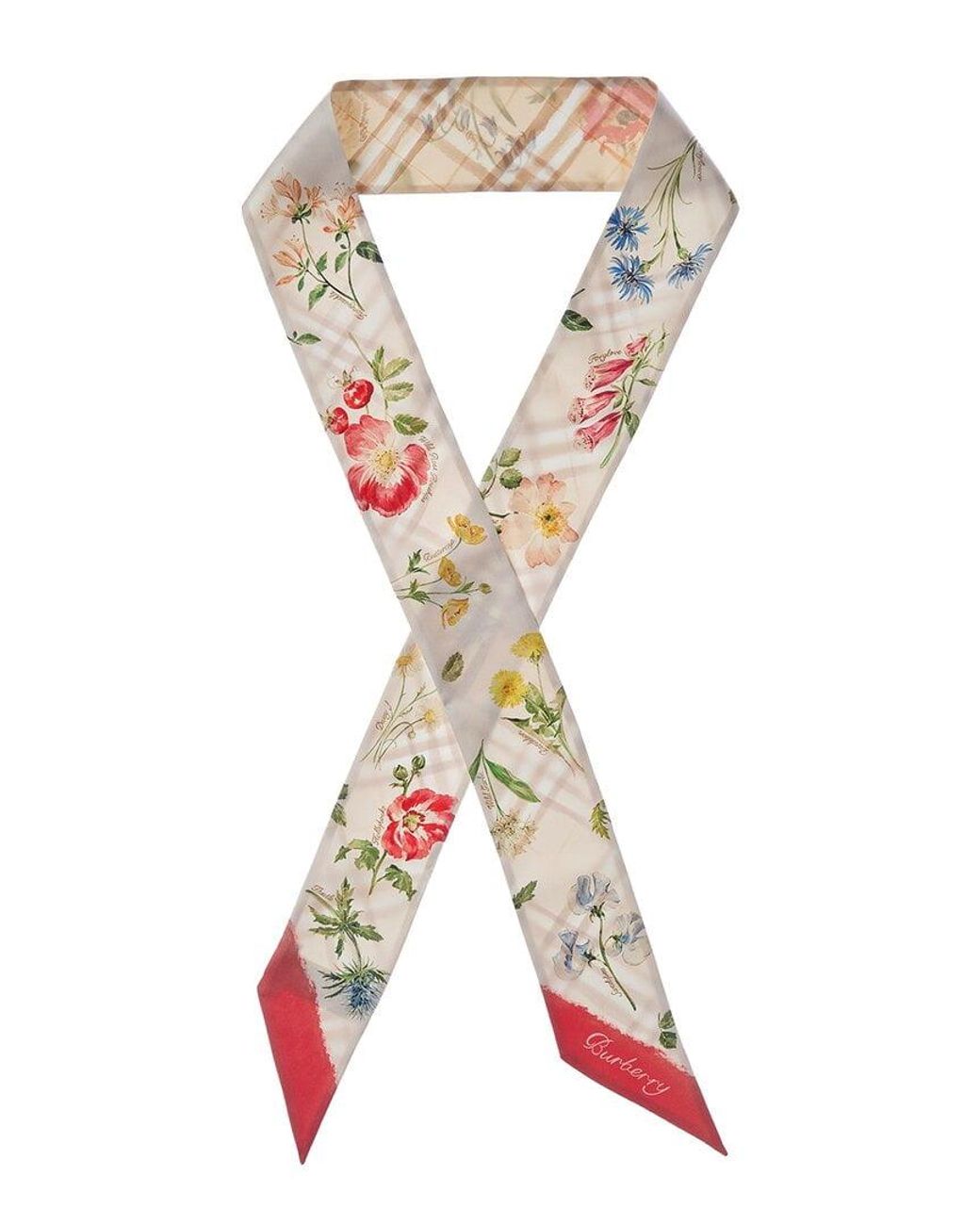 Burberry Natural Skinny Blooms Silk Scarf