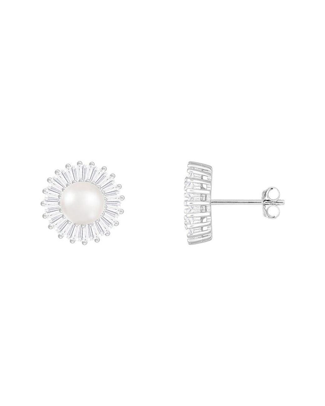 Splendid White 6.5-7Mm Pearl Cz Jacket Earrings