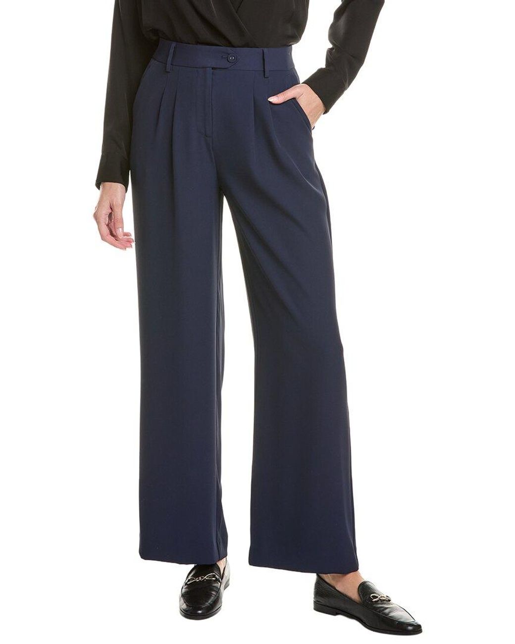 Laundry by Shelli Segal Blue Extended Tab Pleated Pant