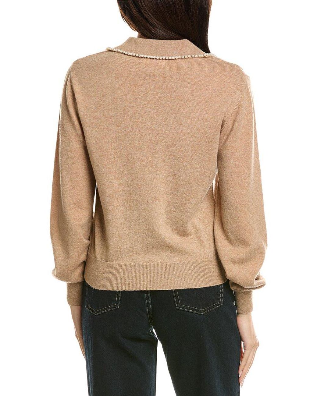 Brodie Cashmere Black Pearl Collar Wool & Cashmere-Blend Polo Sweater