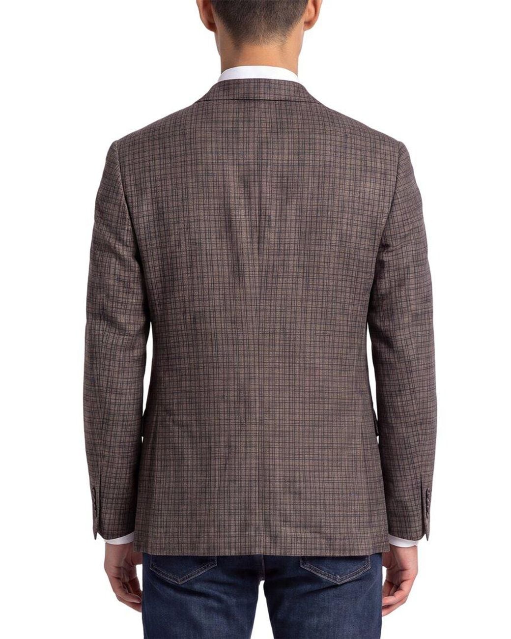 Corneliani Brown Cc Collection Linen & Wool-Blend Blazer for men