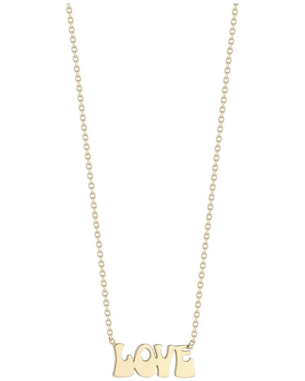 Italian Gold White 14K Groovy Love Necklace