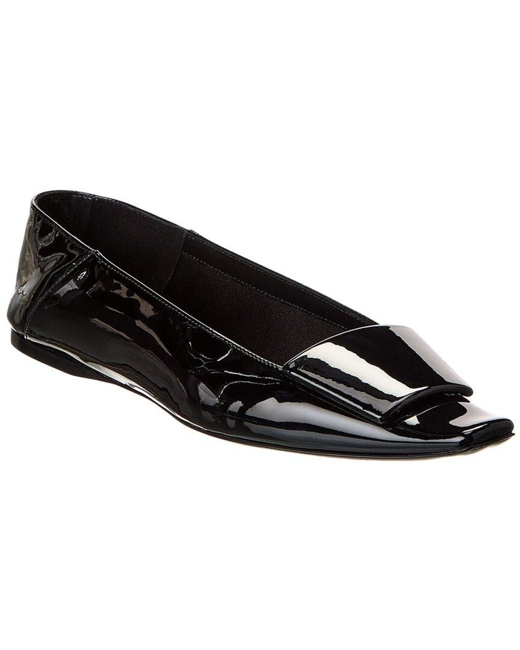 Saint Laurent Black Poppy Patent Ballerina Flat