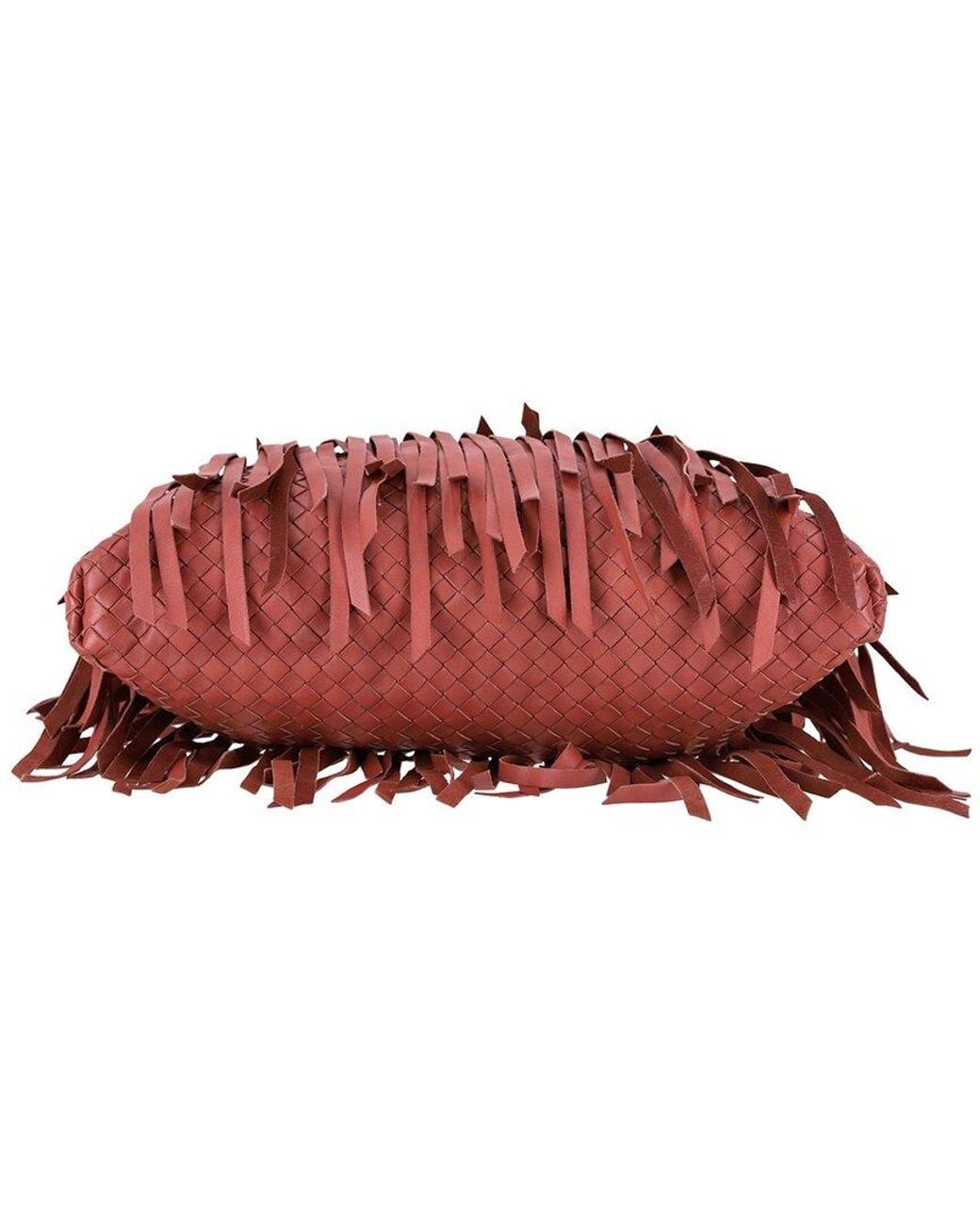 Bottega Veneta Red Intrecciato Leather Fringe Tote (Authentic Pre-Loved)