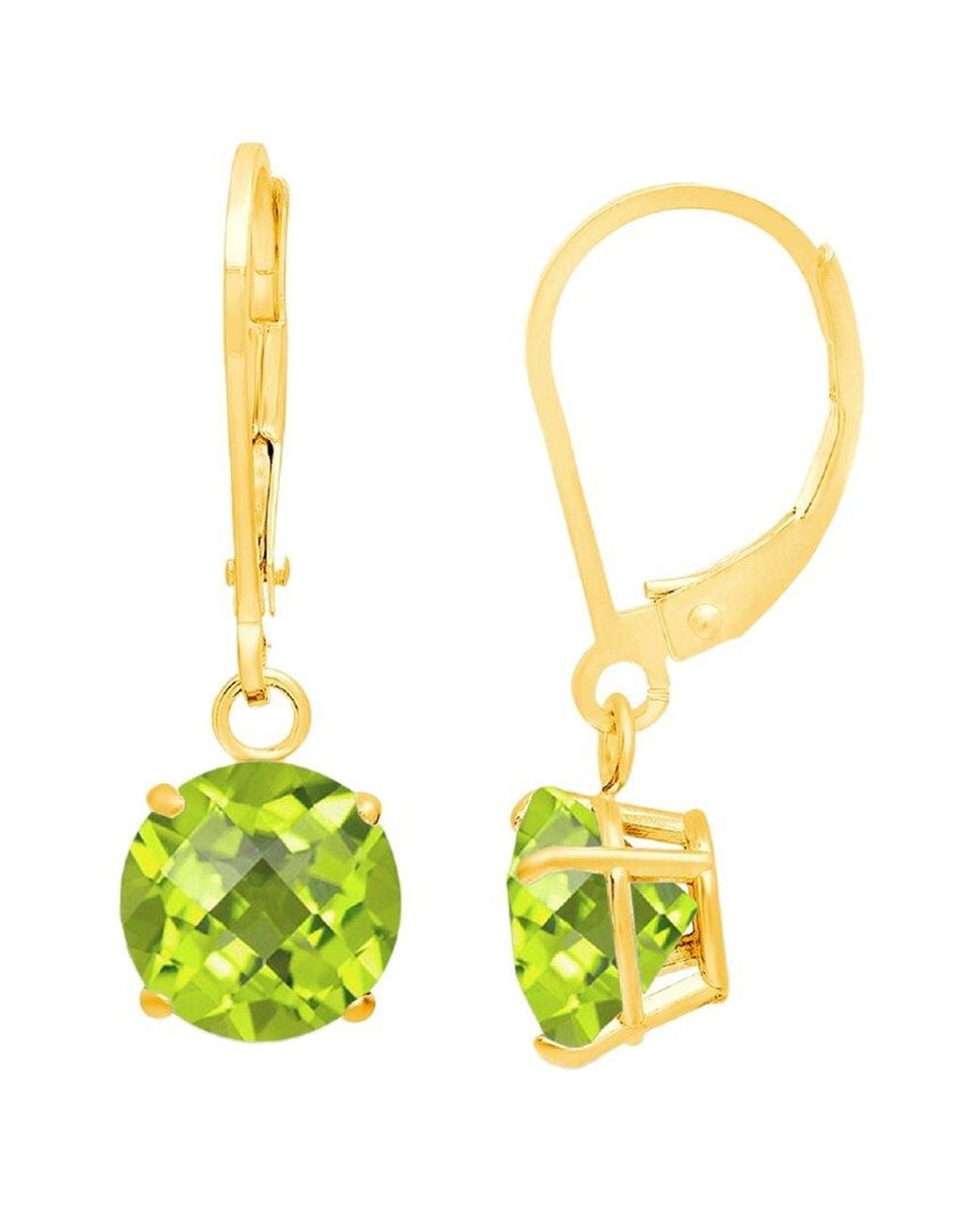 MaxColor White 10k 1.70 Ct. Tw. Peridot Dangle Earrings