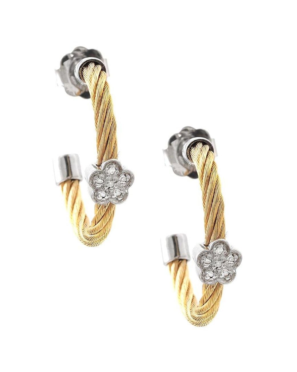 Diamond Select Cuts Metallic Clover & Stainless Steel 0.04 Ct. Tw. Diamond Earrings