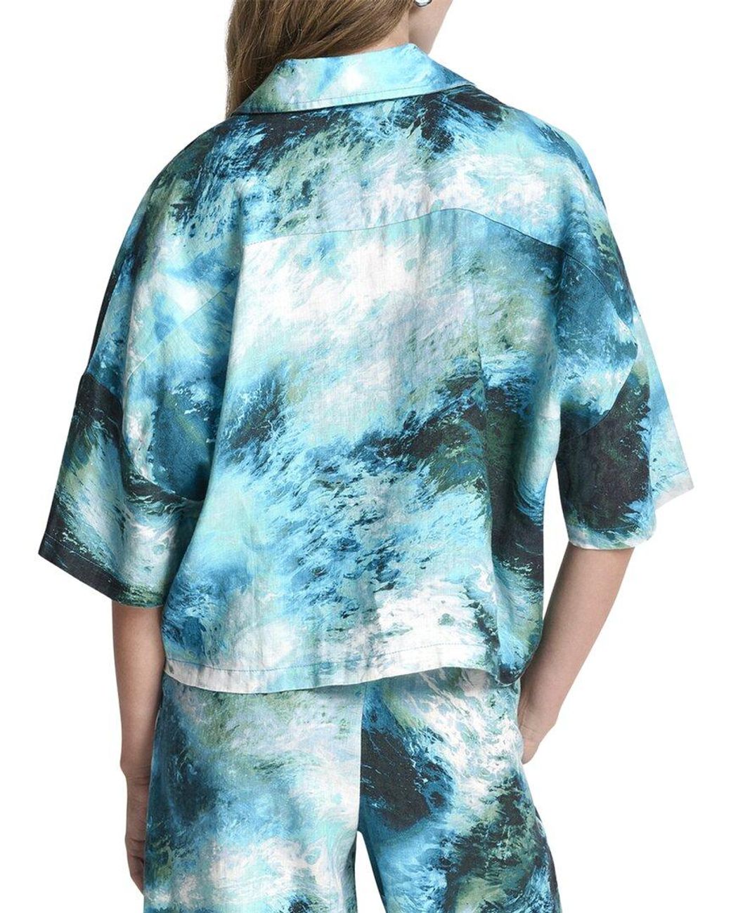 DKNY Blue Buttoned Linen Shirt