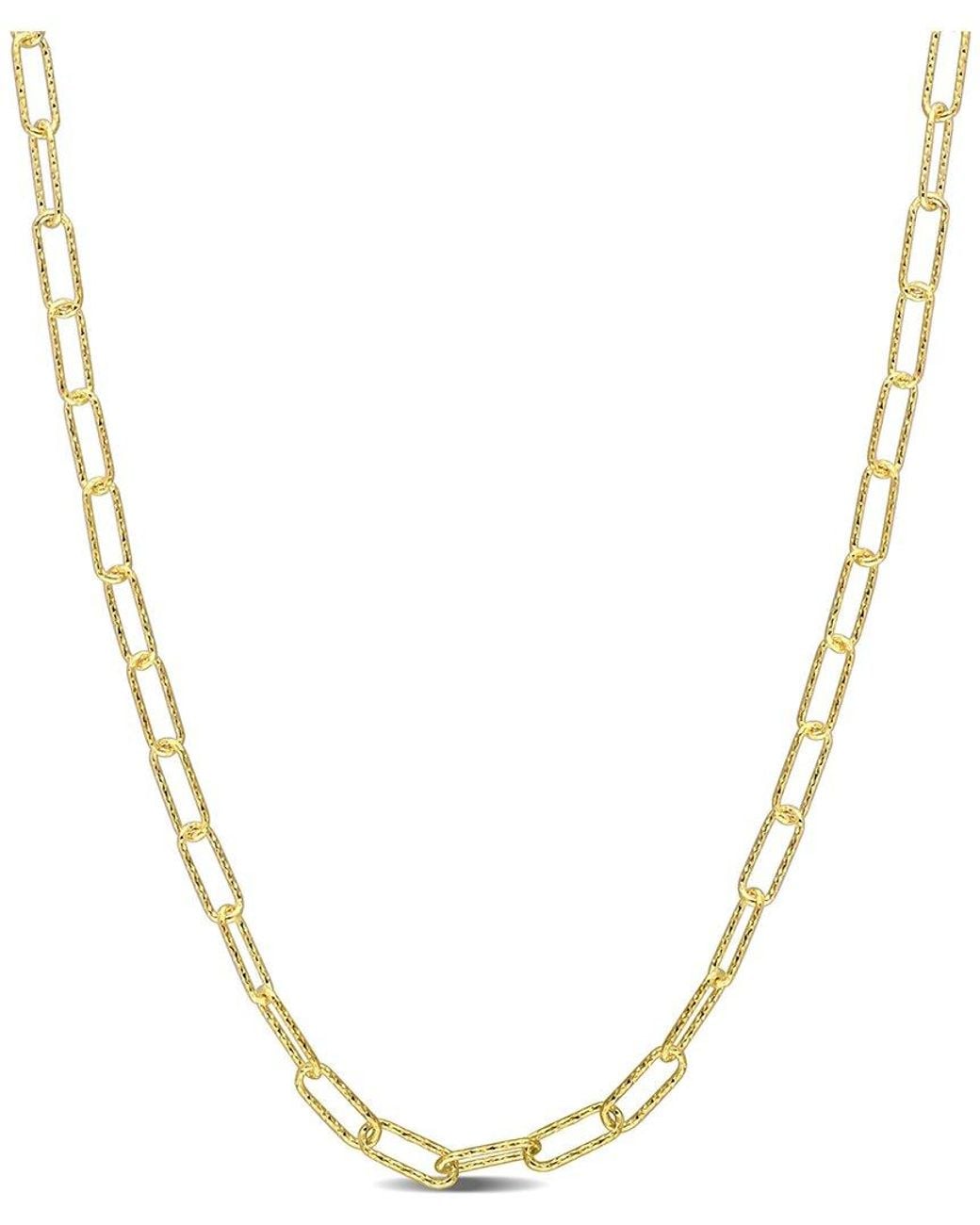 Italian Silver Metallic 18K Over Fancy Paperclip Chain Necklace