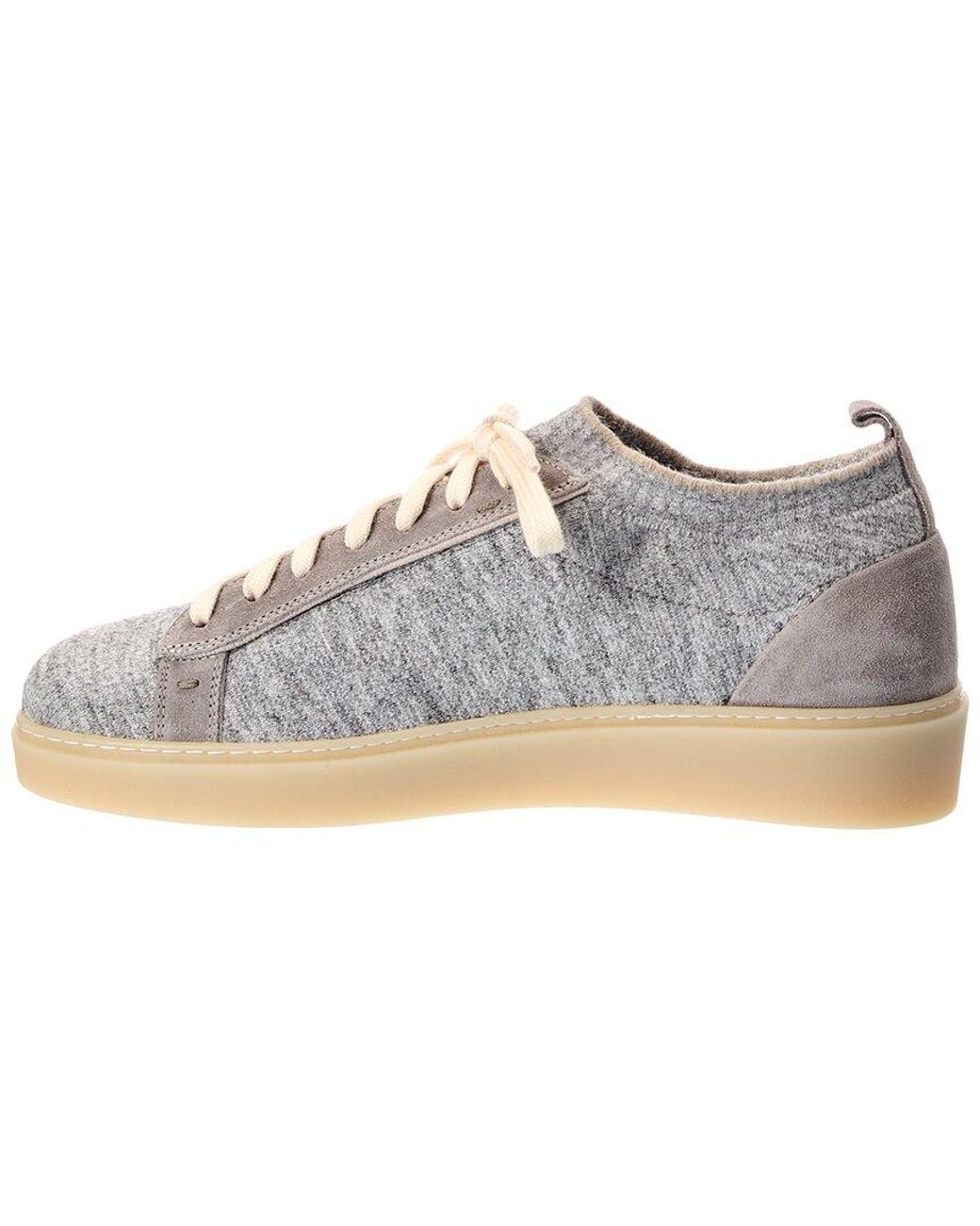 Eleventy White Knit & Suede Sneaker for men