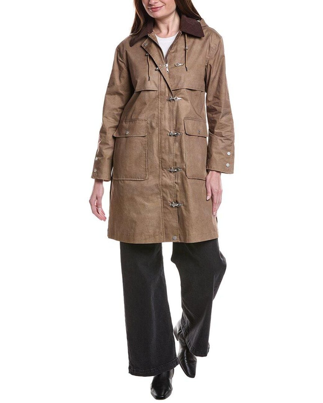 Avec Les Filles Brown Rain Anorak Coat
