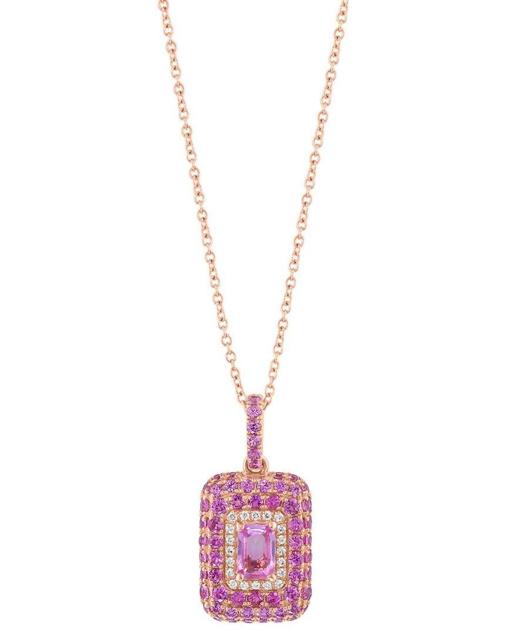 Effy Fine Jewelry Pink 14K Rose 1.99 Ct. Tw. Diamond & Sapphire Necklace
