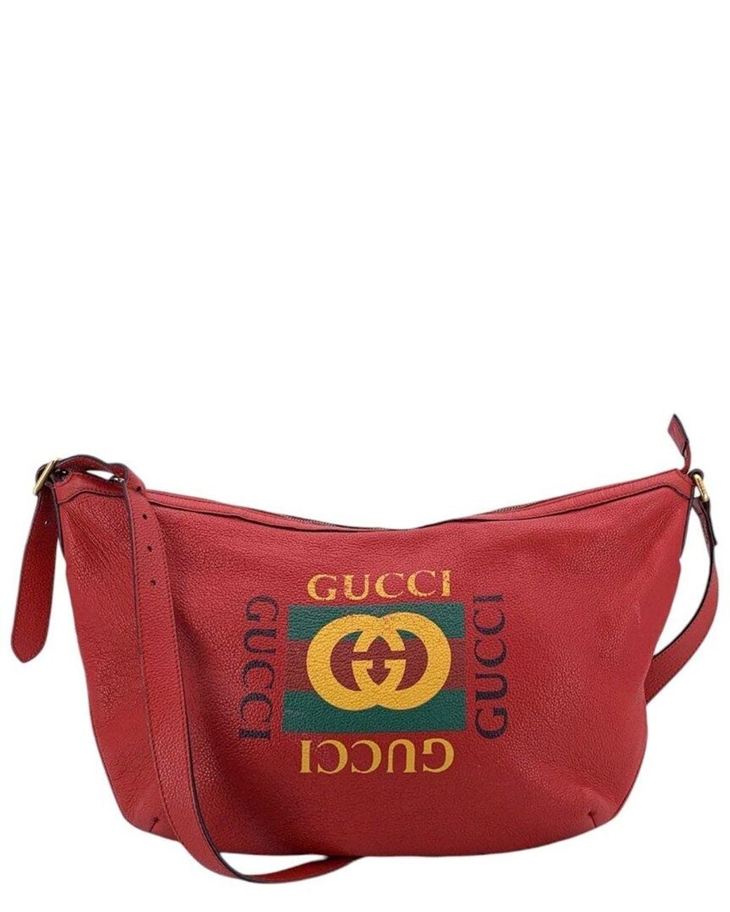 Gucci Red Leather Half Moon Hobo (Authentic Pre-Loved)