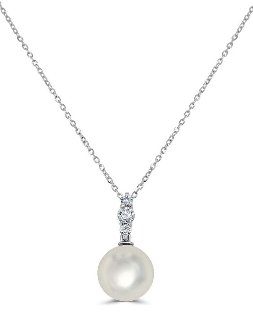 Sabrina Designs Metallic 14k 0.16 Ct. Tw. Diamond Pearl Pendant Necklace
