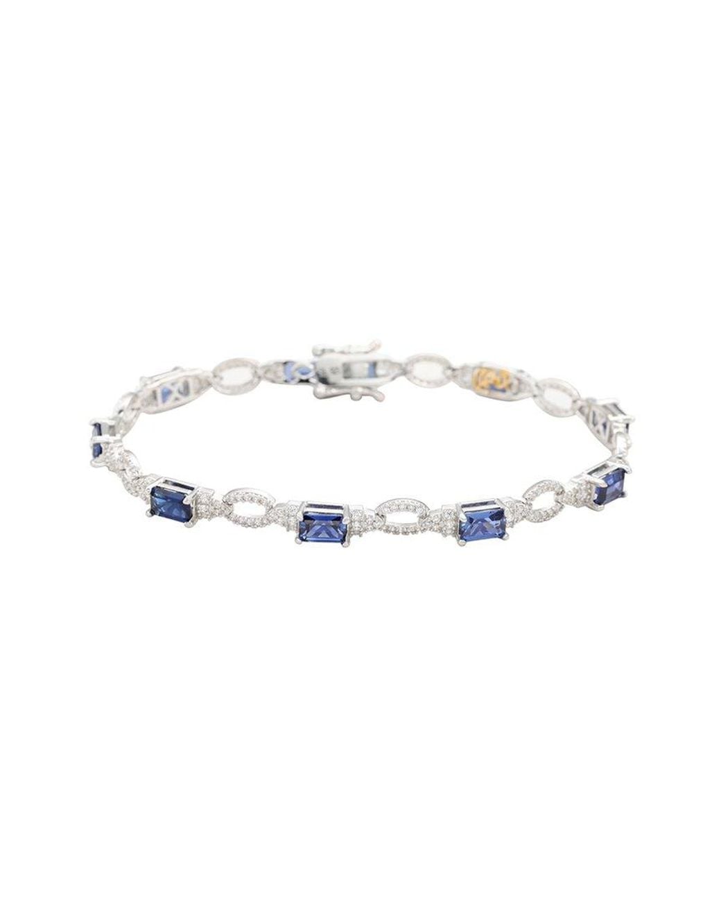 Suzy Levian White Silver 0.02 Ct. Tw. Diamond & Gemstone Bracelet