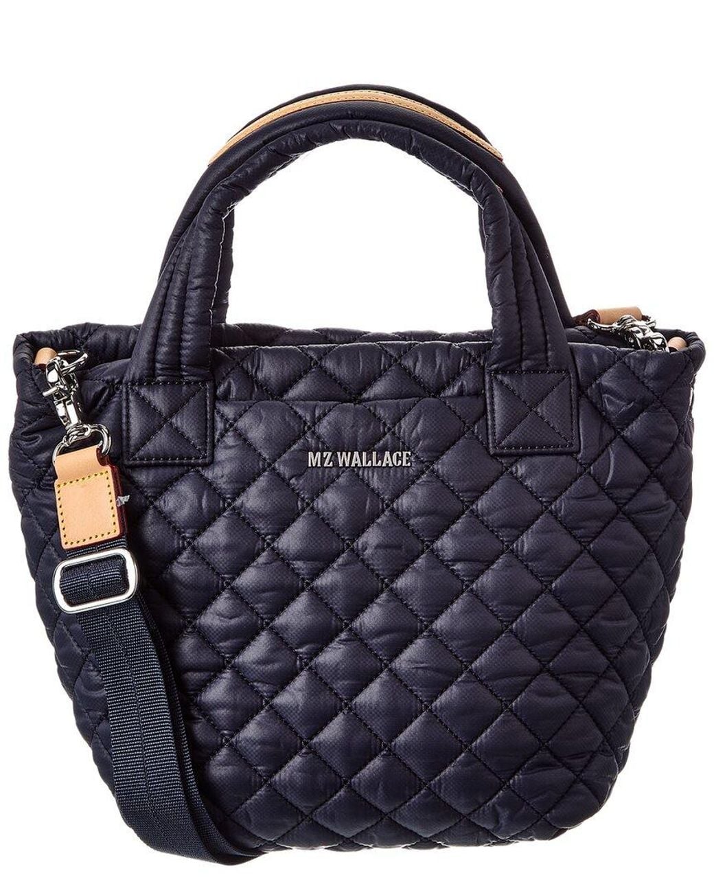 MZ Wallace Blue Mini Metro Nylon & Leather Tote Deluxe