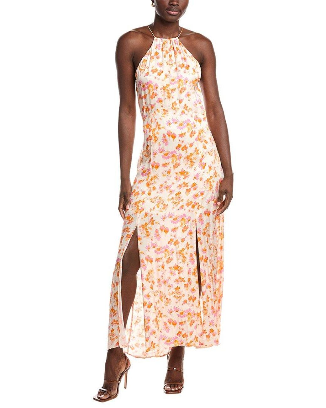 Maje Natural Satin Maxi Dress