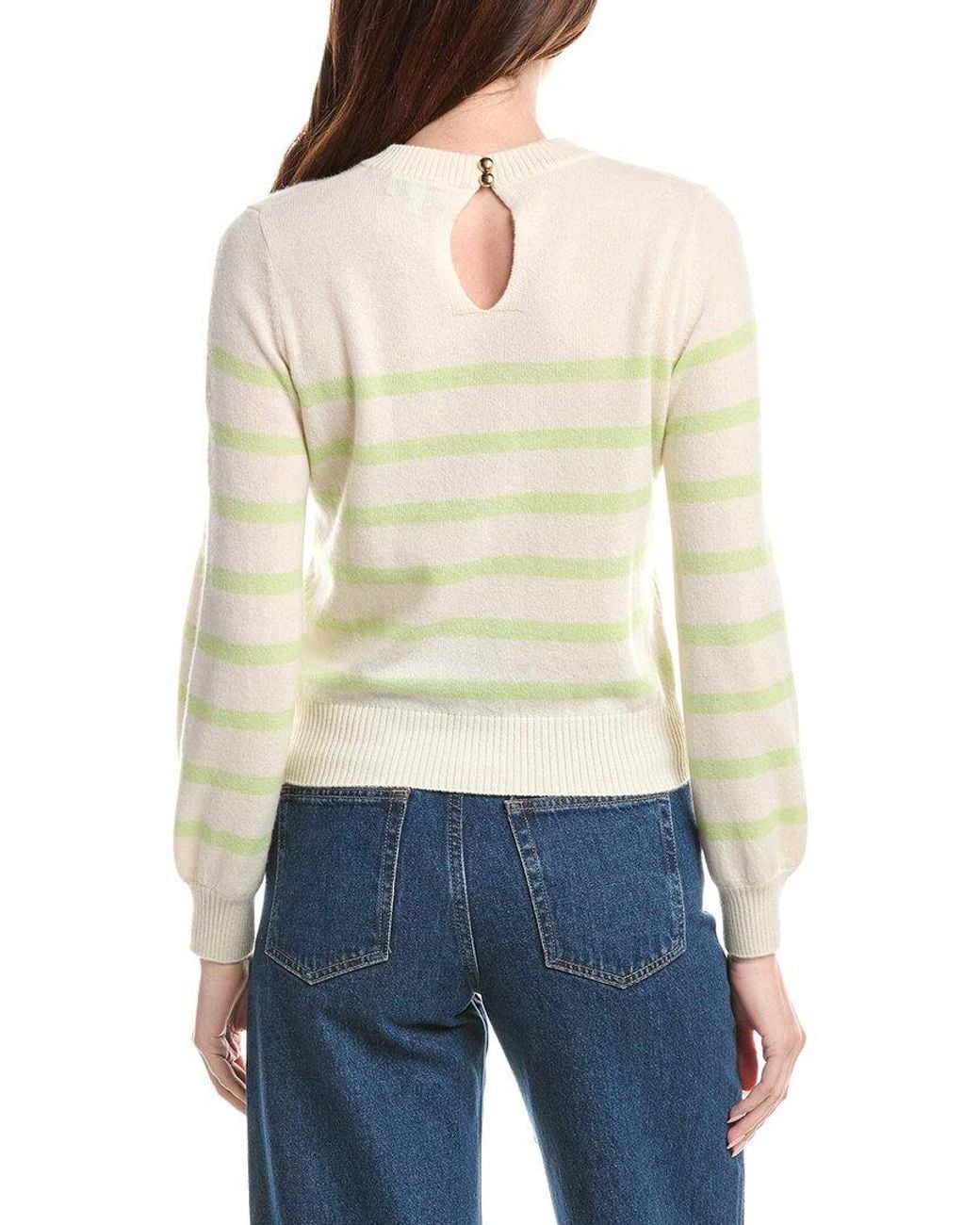 Isla White Frankie Stripe Cashmere Top