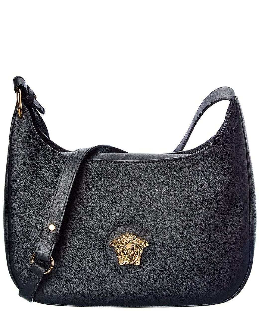 Versace La Medusa Medium Leather Hobo Bag in Black Lyst