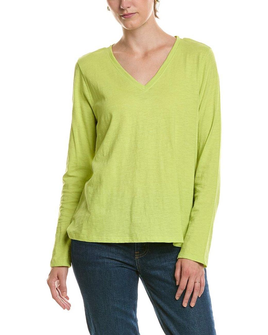 Eileen Fisher Green V-Neck T-Shirt