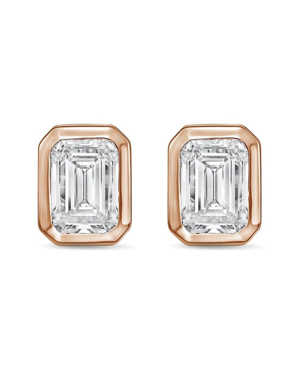 Diana M White Diana M. 14K Rose 2.00 Ct. Tw. Lab-Grown Diamond Stud Earrings