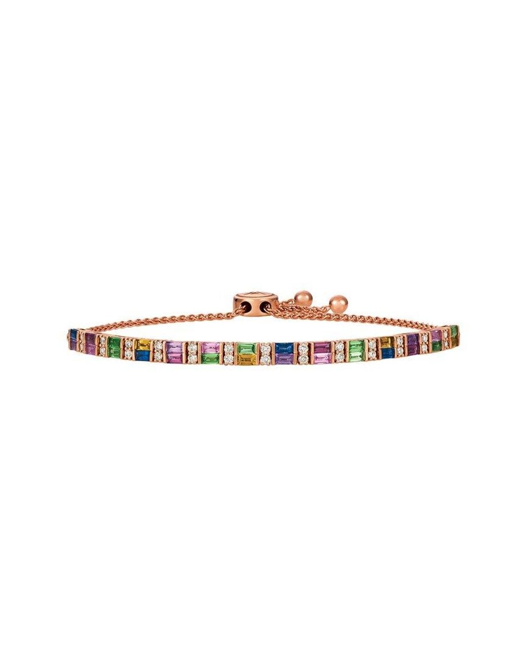 Le Vian White Le Vian Rainbow 14k Rose Gold 3.18 Ct. Tw. Diamond & Tsavorite Bolo Bracelet