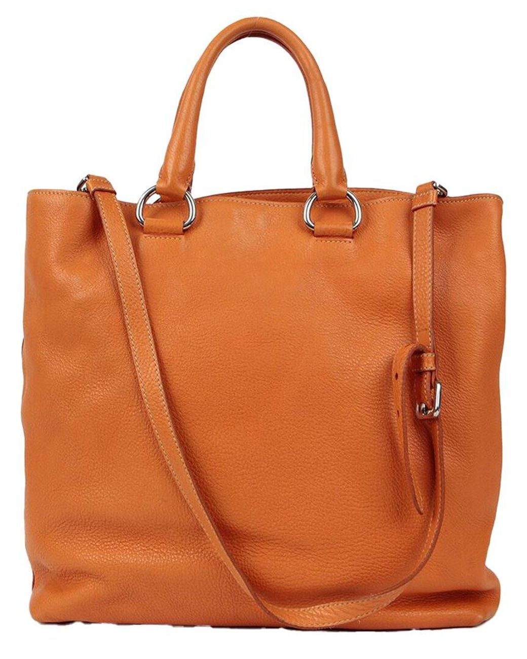 Prada Orange Leather Tote (Authentic Pre-Loved)