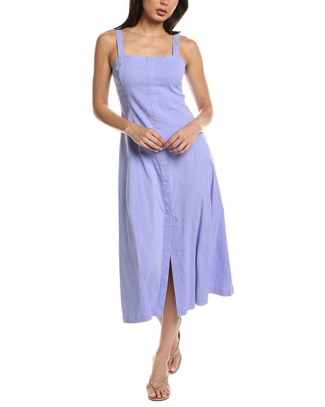 Theory Blue Linen-Blend Dress