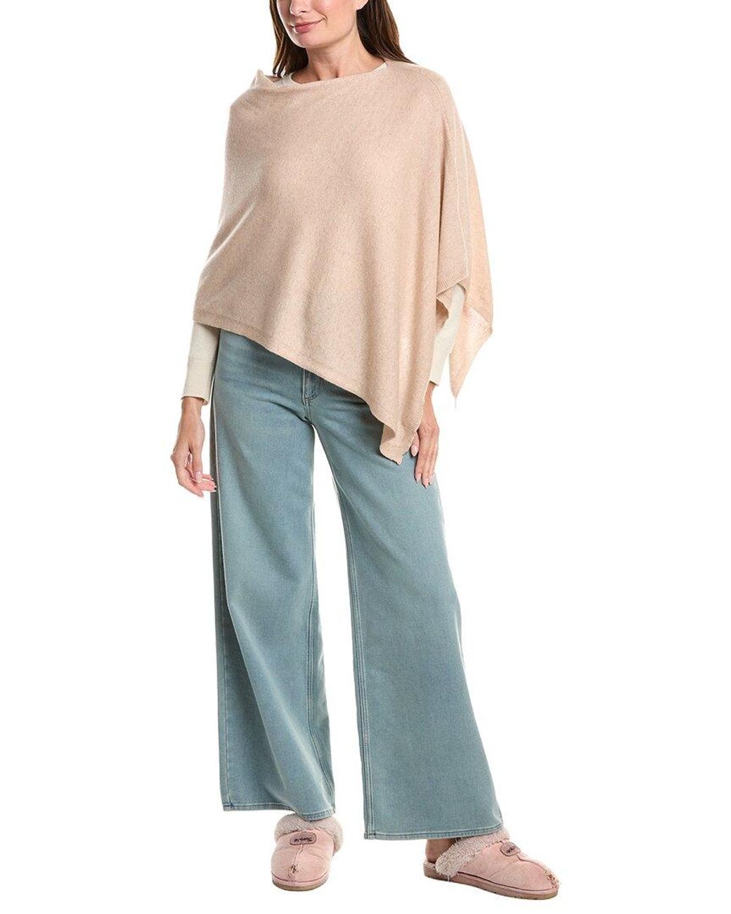 Sofiacashmere Blue Jersey Solid Wool & Cashmere-Blend Poncho