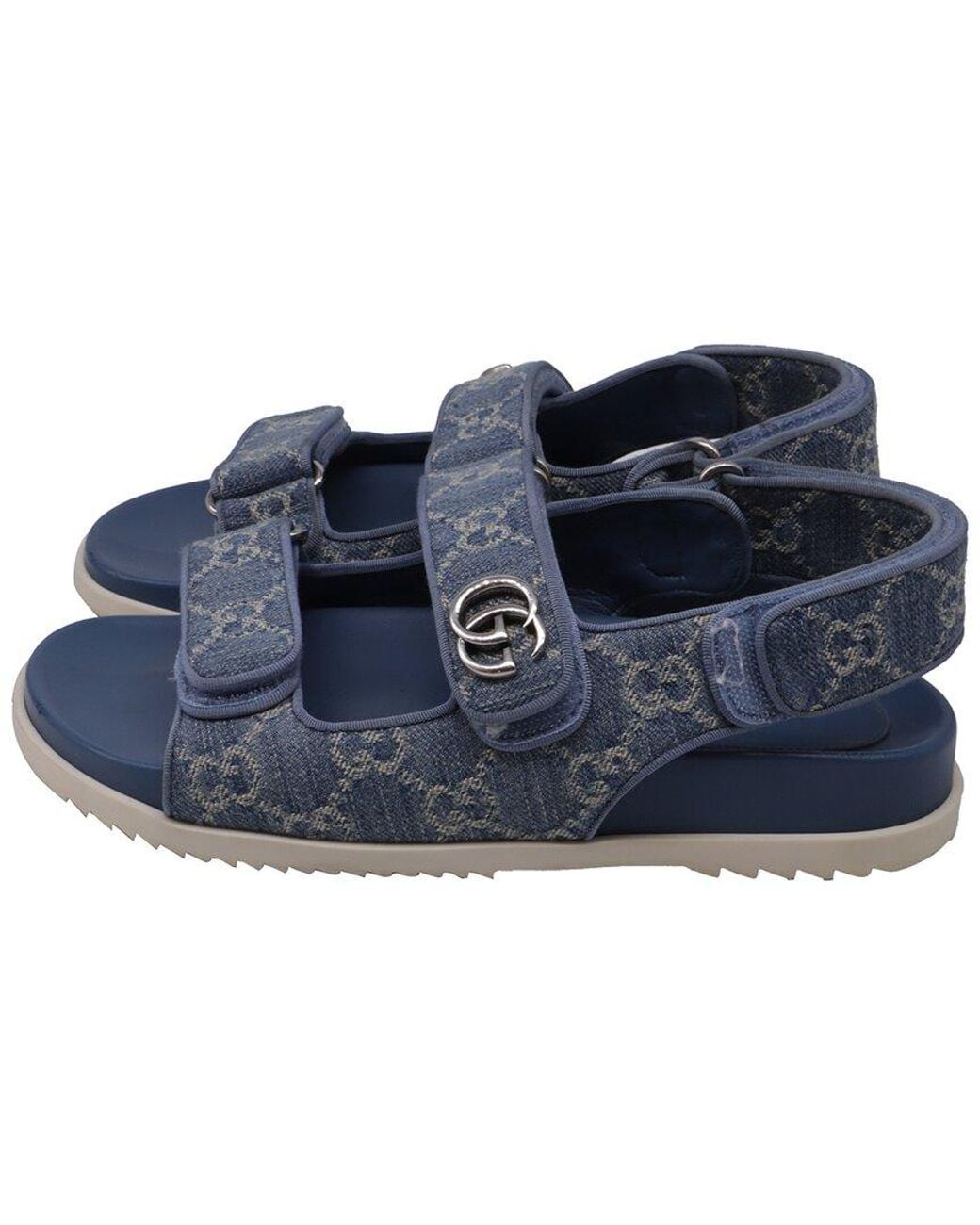 Gucci Blue Cotton Moritz Gg Slingback Sandal (Authentic Pre-Loved)