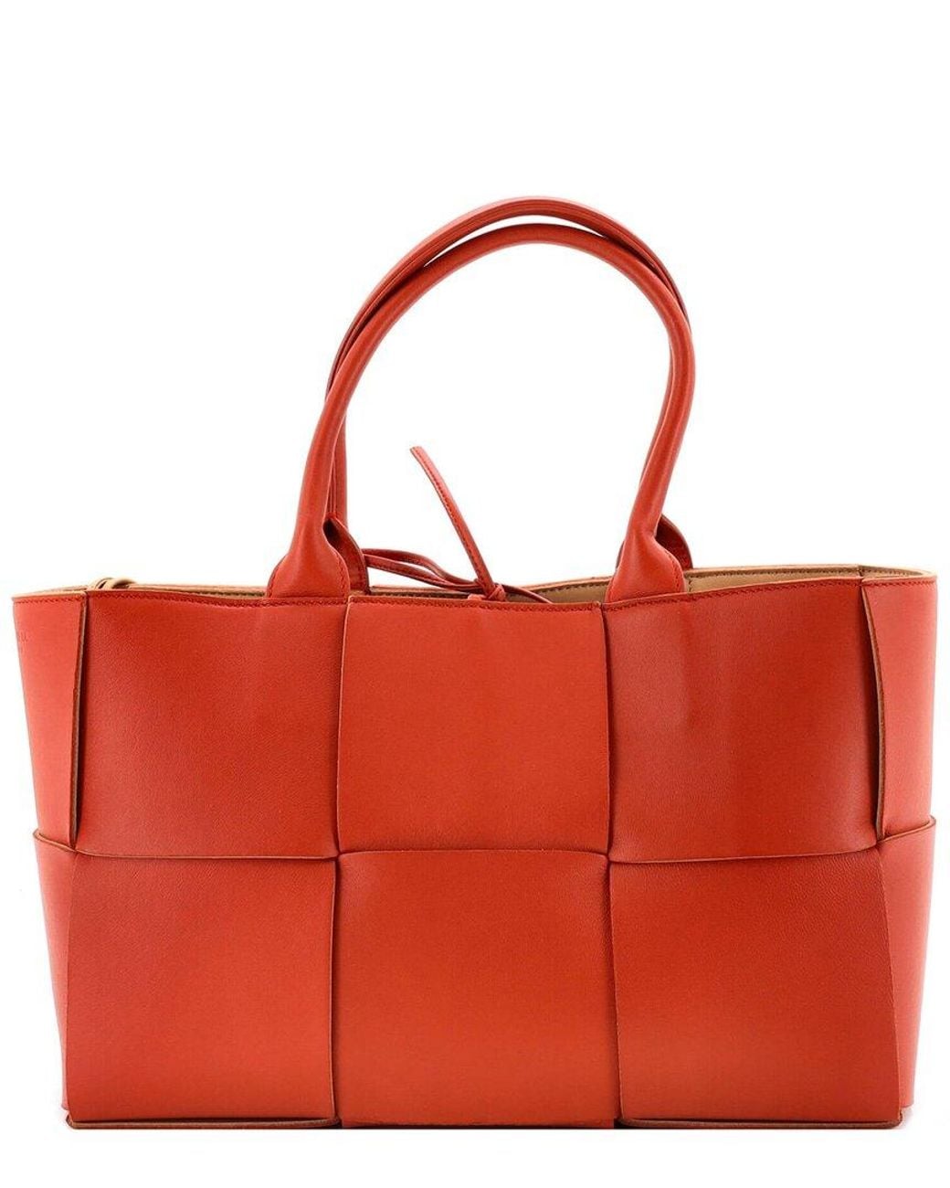 Bottega Veneta Red Maxi Intrecciato Leather Arco Tote Small (Authentic Pre- Loved)