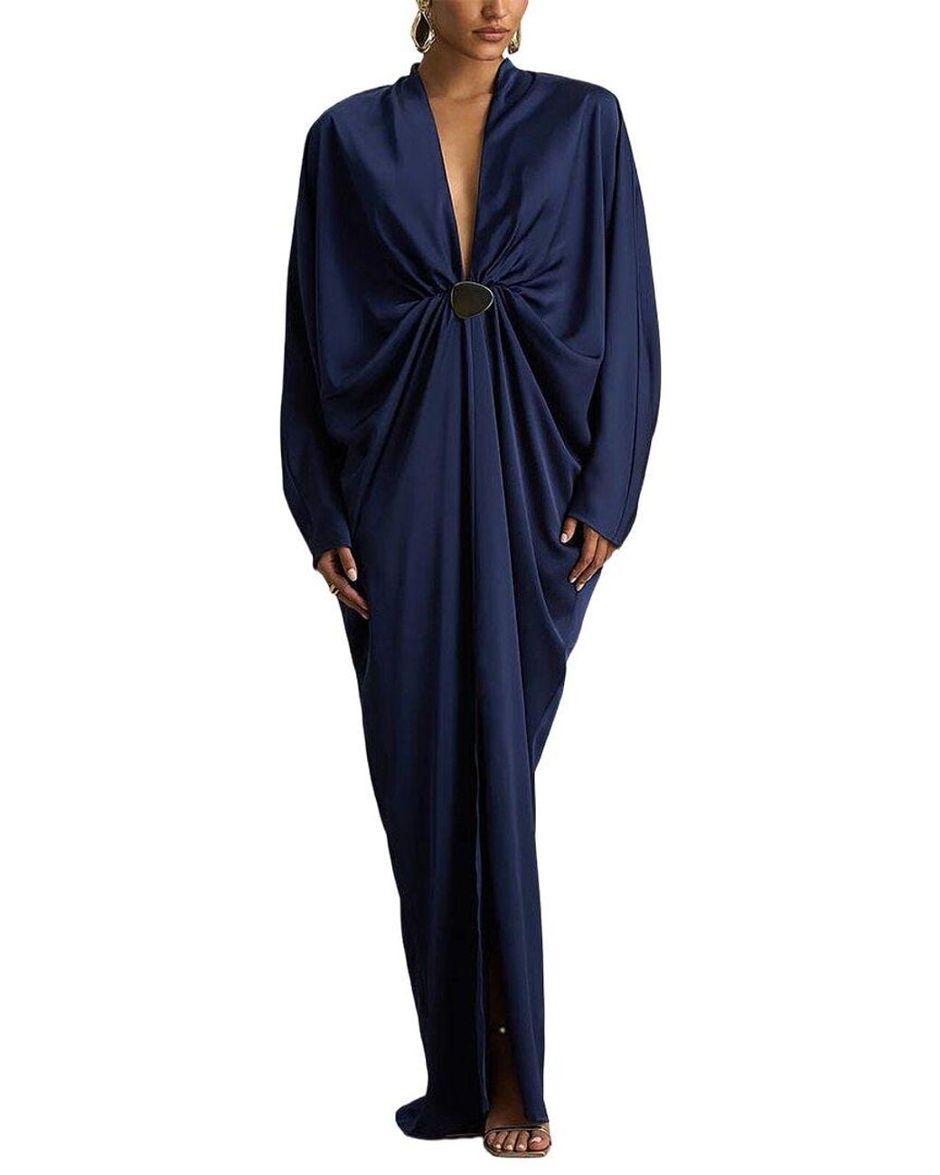 AMINA GLAM Blue Long Sleeve Maxi Dress