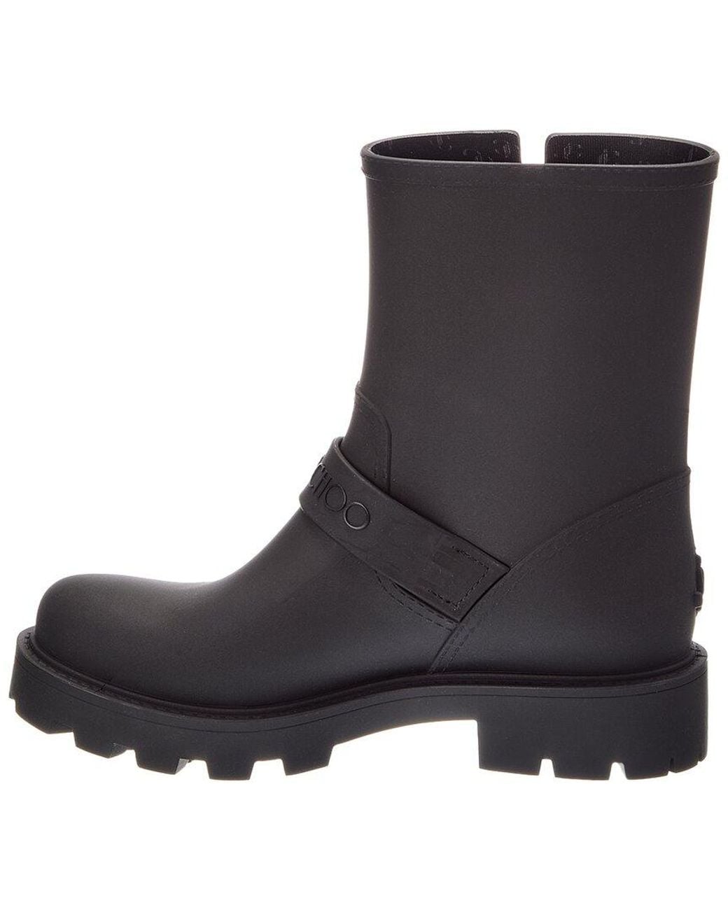 Jimmy Choo Black Biker Rubber Rain Boot
