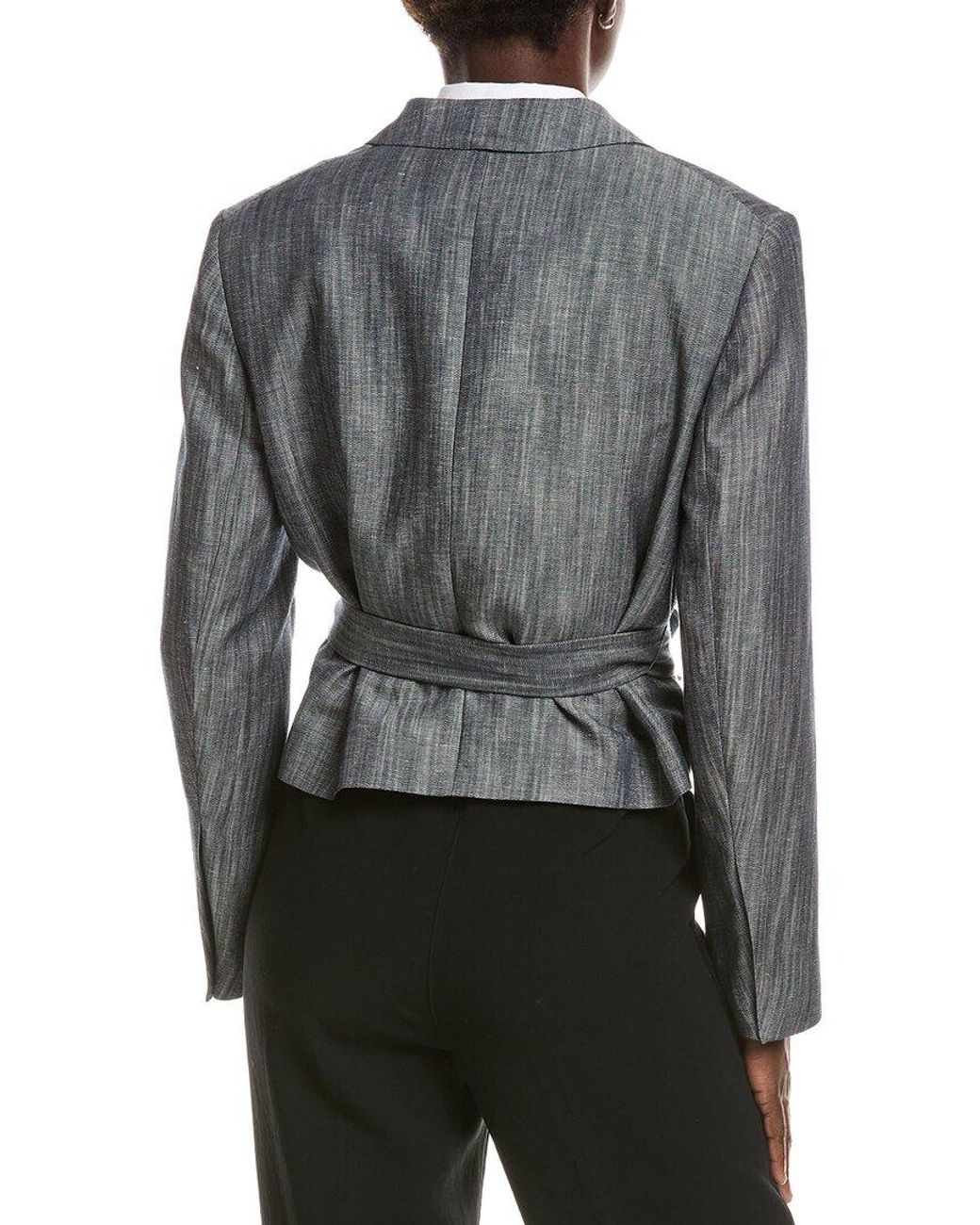 Boss Gray Jelsia Linen-Blend Blazer